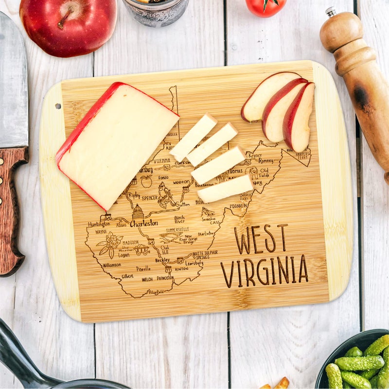 Totally Bamboo A Slice of Life West Virginia State Serving and Cutting Board, 11" x 8.75" - Image 2